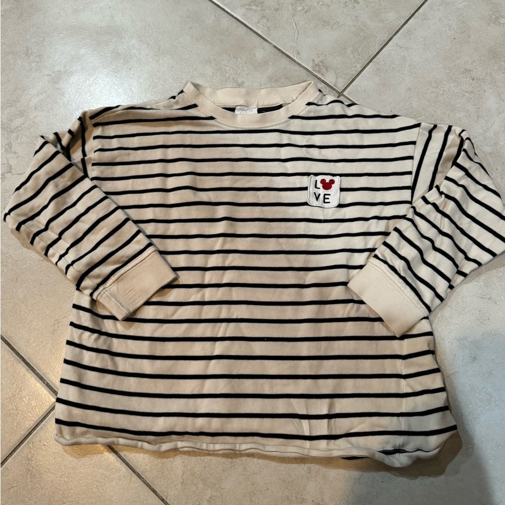 Zara x Disney x Mickey long sleeve striped shirt. Size 7